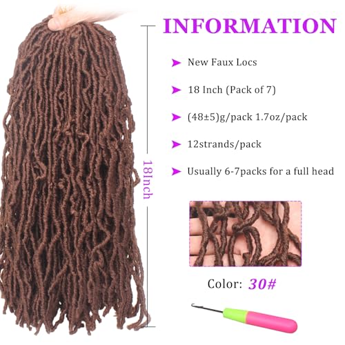 18 Inch Curly Wavy Faux Locs Crochet Hair - 7 Packs (30#)