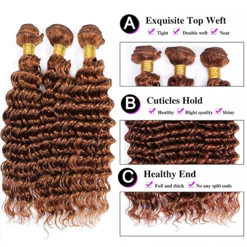 Brown Deep Wave Human Hair Bundles 8-30 Inch 300g Pack - Virgin Brazilian Hair