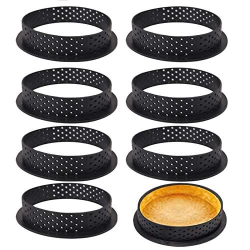 8PCS Mini Tart Ring Molds - Non-Stick Baking Circle Set