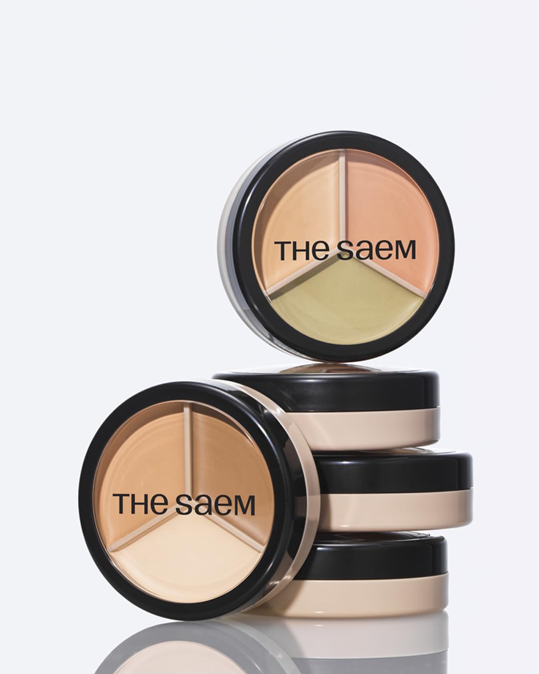 THESAEM Cover Perfection Triple Pot Concealer - Multi-Color Concealer Palette for Dark Circles & Redness | 3 Shades with Almond Oil
