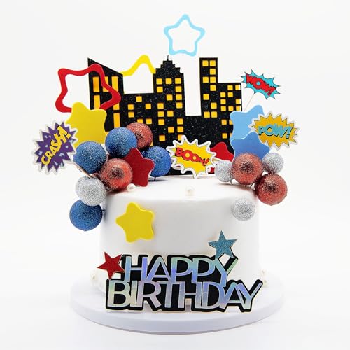 51PCS Superhero Birthday Cake Decorations Set for Kids
