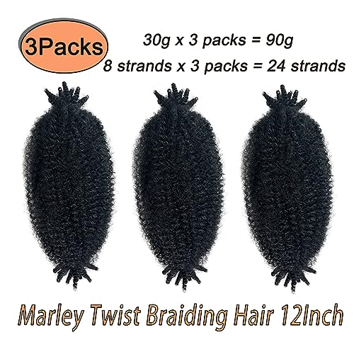 Hodgeous 3 Packs Marley Twist Braiding Hair - 12 Inch Springy Afro Twists