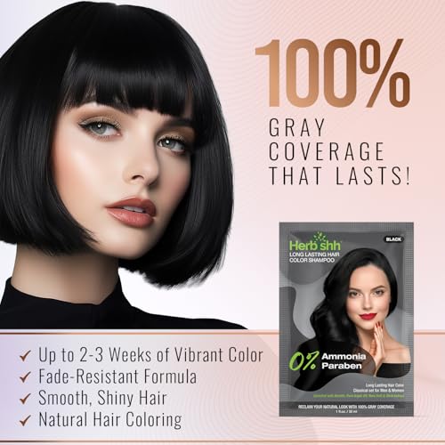 Herbishh Black Hair Dye Shampoo Pack with Argan Mask - 30ml