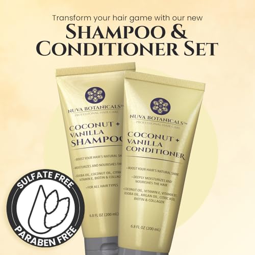 Nuva Botanicals Coconut Shampoo & Conditioner Set - 2 x 6.8 oz Bottles