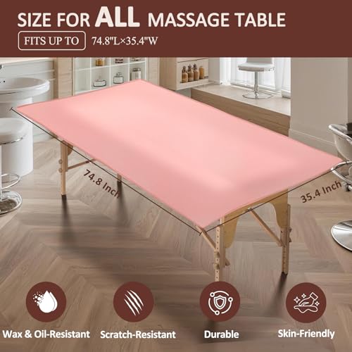 LUKYHONIE Reusable PU Leather Massage Table Cover - 35 Inch Black Bed Protector