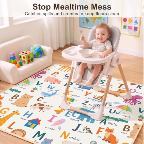 Basumee Waterproof Splat Mat for High Chair | 46"x42" Non-Slip