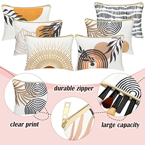 Pinkunn 6 Pack Boho Makeup Bags - Canvas Cosmetic Pouches
