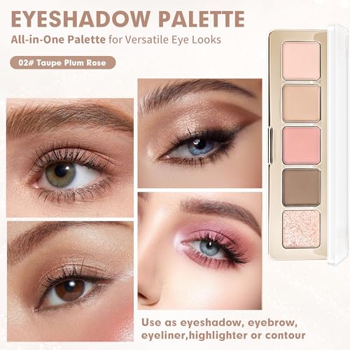 Anwuozu Taupe Plum Rose Eyeshadow Palette - Neutral Nude Matte & Shimmer Shades, 1 Count