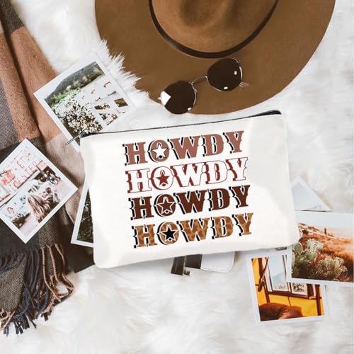 Western Cowboy Cactus Canvas Makeup Bags - Set of 4, Travel Organizer with Zipper, Western Themed Cosmetic Pouches