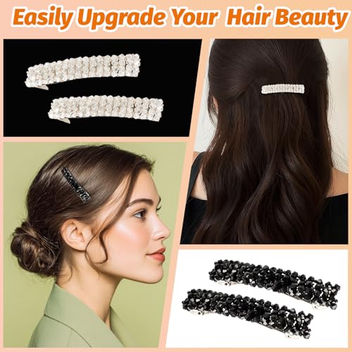 VinBee Crystal Rhinestone Hair Barrettes - 7 Piece Set for Women and Girls