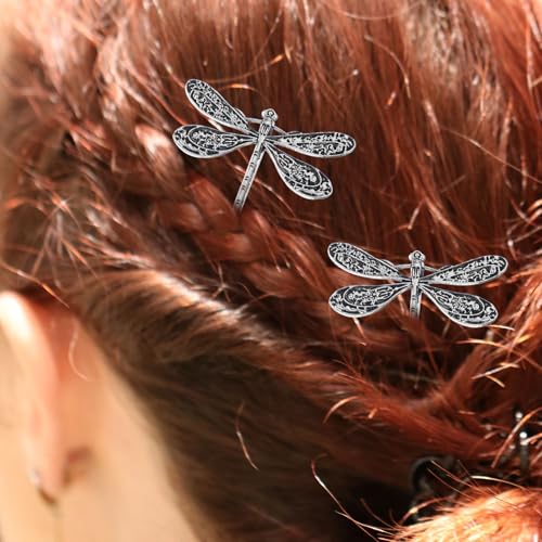 Mabor Dragonfly Hair Clip - Antique Silver Bobby Pins for Women
