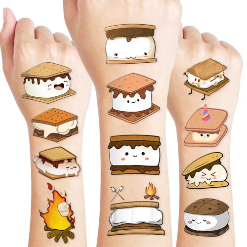 Cute S’mores Temporary Tattoos - 60PCS Camping Party Favors