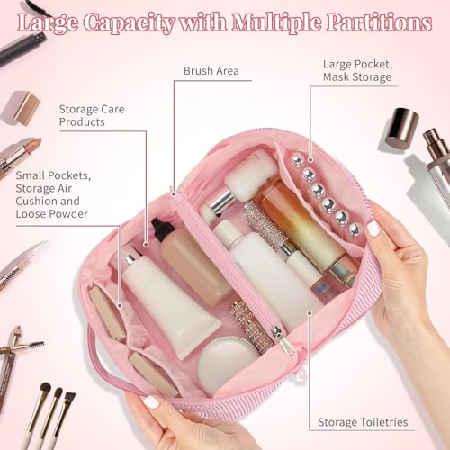 Personalized Pink Initial Makeup Bag Set for Women - K