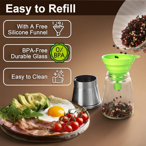M JINGMEI Stainless Steel Salt and Pepper Grinder Set with Adjustable Coarseness