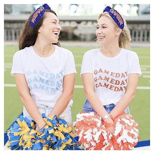 YAHPERN Blue Game Day Headband for Women - Crystal Pearl Knotted Sports Hair Accessory