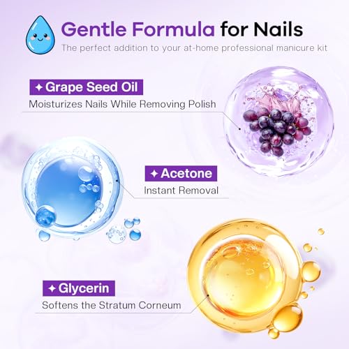 Glamonade Acetone Nail Polish Remover 16oz with Grape Seed Oil