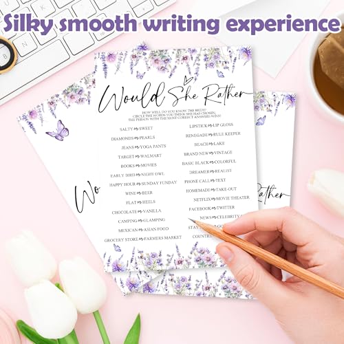Lavender Bridal Shower Game Card Set - 50 Floral Activity Cards