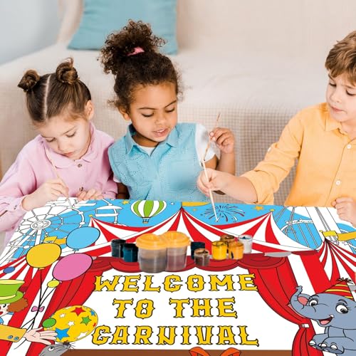 Circus Carnival Giant Coloring Poster - Jumbo Tablecloth for Kids