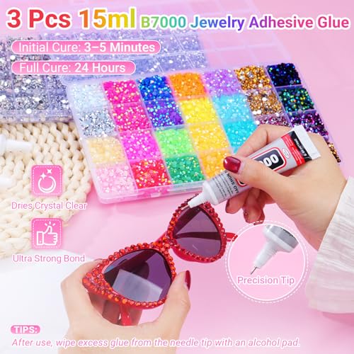 56,000 Pcs Resin Flatback Rhinestone Bedazzling Kit with B7000 Glue