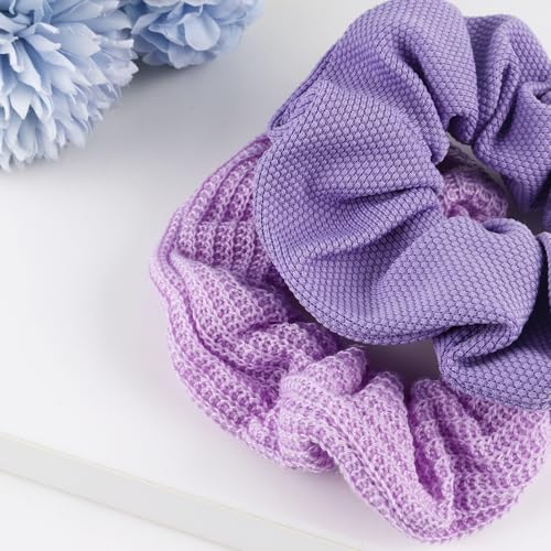 TUCEWP C-Purple 6PCS Velvet Scrunchies for Women Girls Thick Hair - Soft Hair Ties