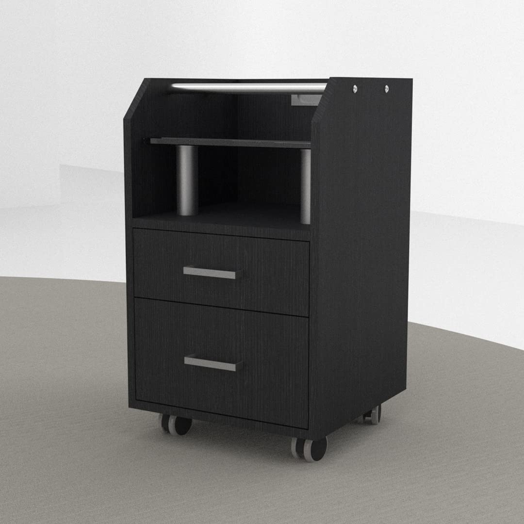 Glass Glow Pedicure Trolley - Stylish Black Cart for Nail Salon Furniture & Equipment