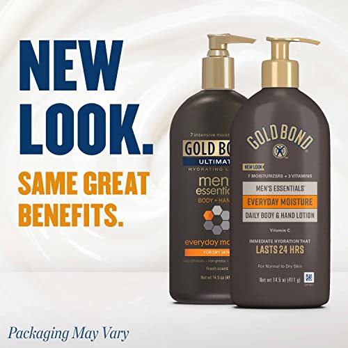 Gold Bond Men's Essentials Hydrating Lotion, 14.5 Oz - Daily Moisturizer for Body & Hands