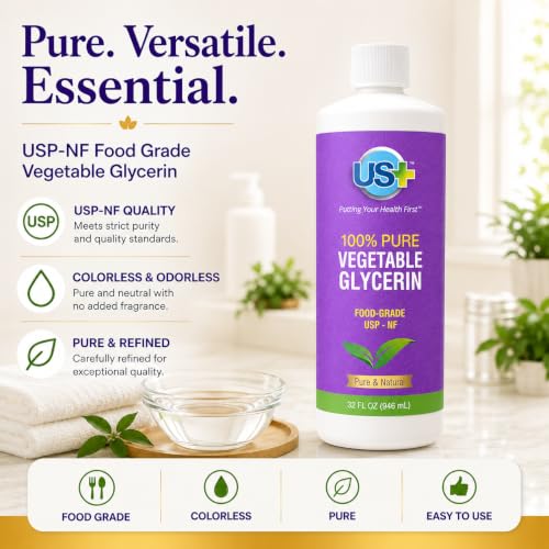 US+ Vegetable Glycerin 32 Fl Oz Food Grade USP Pure for DIY & Personal Care
