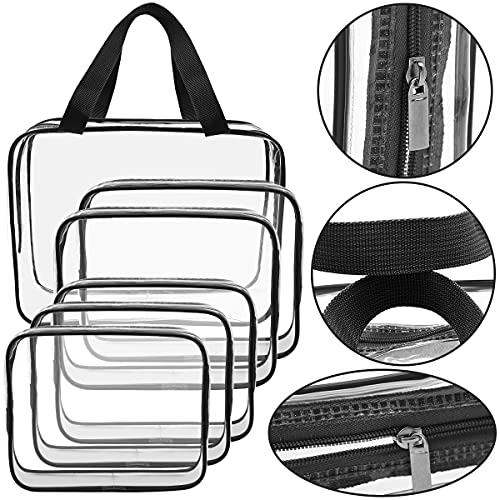 APREUTY 6 Pack Clear TSA Approved Makeup & Toiletry Bags Set - Black, Large, Medium, Small