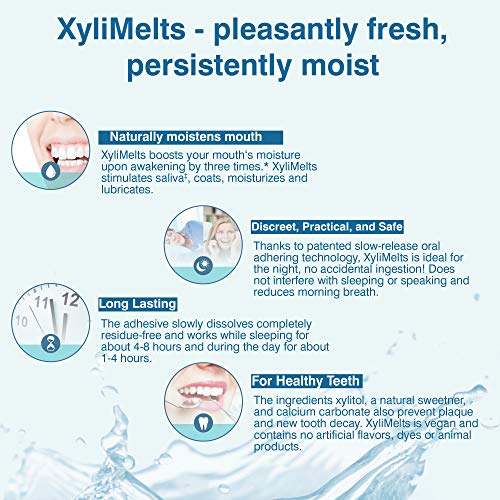 Oracoat XyliMelts for Dry Mouth Night Time or Day - Moisturizing Dry Mouth Adhering Discs, Sugar Free with Xylitol, 100 Count, Slightly Sweet Flavor, 8-Hour Relief