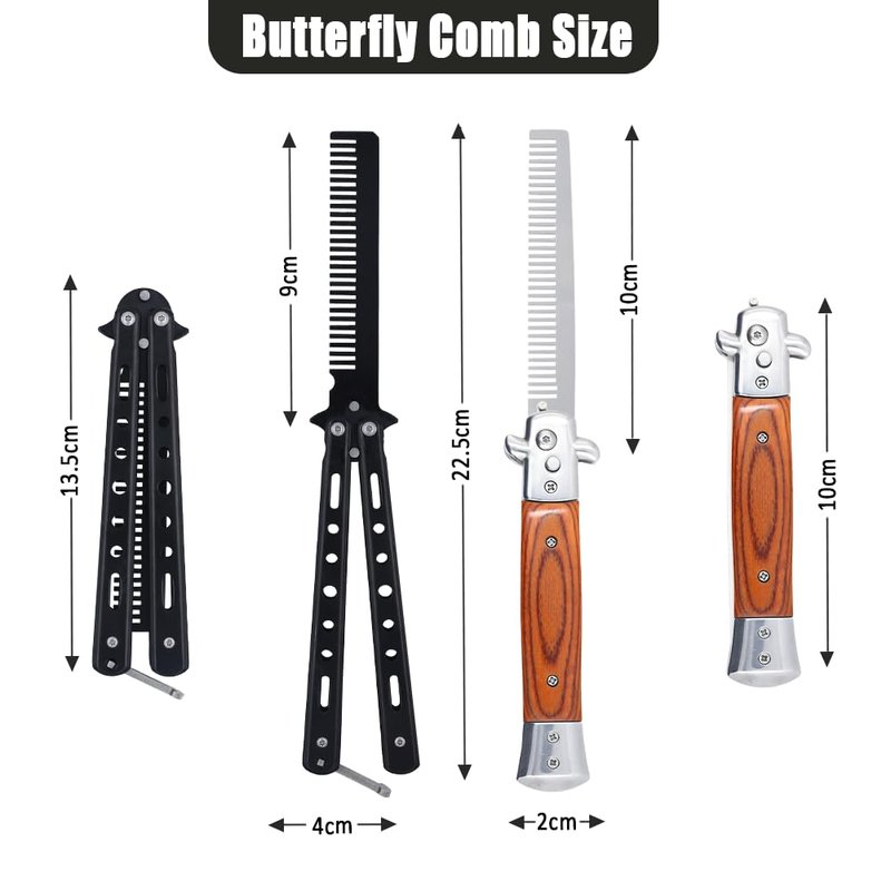 1PCS Switchblade Comb – Automatic Folding Pocket Combs for Hair, Beard, Mustache, Push Button Design, Portable Grooming Tool for Men(BLUE)
