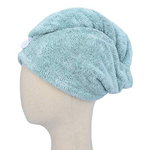 HOPESHINE Microfiber Hair Towel Wrap 3-Pack - Salmon Red, Sea Green, Grey