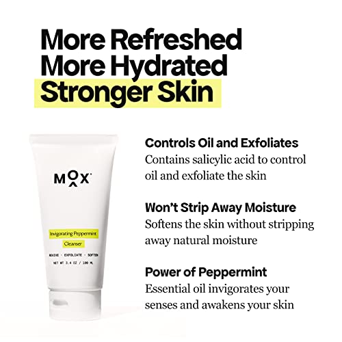 Mox Hydrating Mint Face Cleanser 3.4 oz | Exfoliating Daily Wash with Salicylic Acid