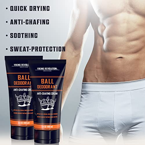 Viking Revolution Men's Balls Deodorant 3.4 oz, 2 Pack - Talc-Free & Anti-Chafing