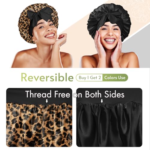 Bonnet Queen Adjustable Satin Hair Bonnet for Curly Hair - Double Layer Night Cap