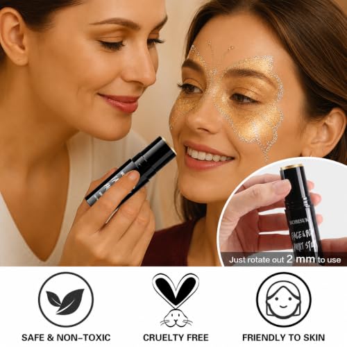 Metallic Gold Face Paint Stick - Highly Pigmented Cream for Halloween & Cosplay