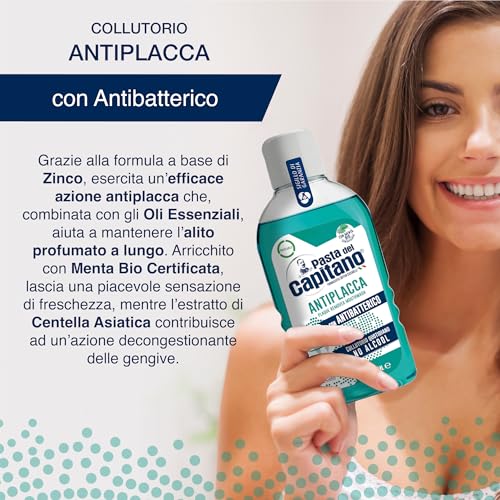Pasta Del Capitano Antiplaque Mouthwash 400ml - Alcohol-Free