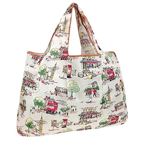 Large Foldable Nylon Reusable Grocery Tote Bag Set of 2