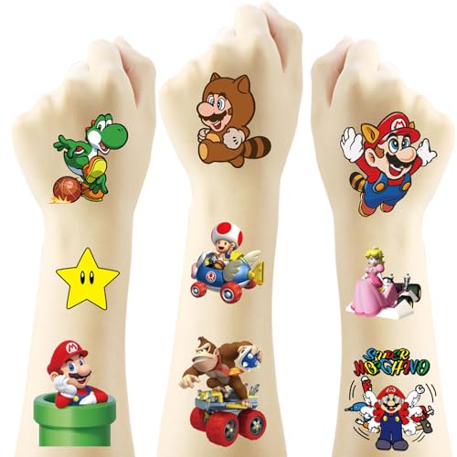 20pcs Mario Temporary Tattoos for Kids - Fun Party Favors