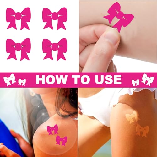 Hot Pink Bow Tanning Stickers - 500 Self-Adhesive Body Decals for Beach & Sunbathing