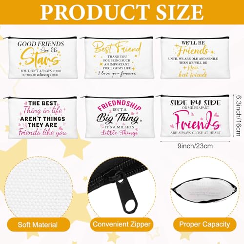 24-Piece Friendship Gift Set: 12 Canvas Makeup Bags & 12 Stainless Keychains