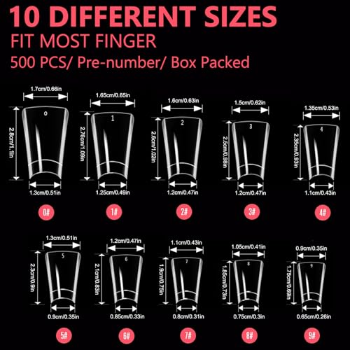 BlueZOO Half Cover Clear Duck Nail Tips 500Pcs Wide French Fake Nails