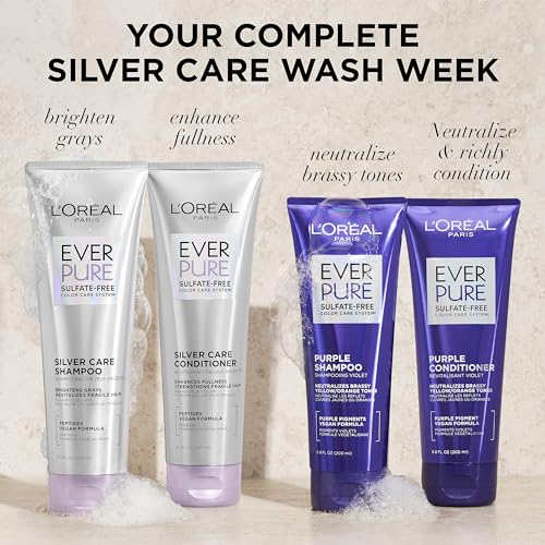 L'Oreal Paris EverPure Silver Care Shampoo for Gray Hair, 8.5 Fl Oz (Pack of 2)