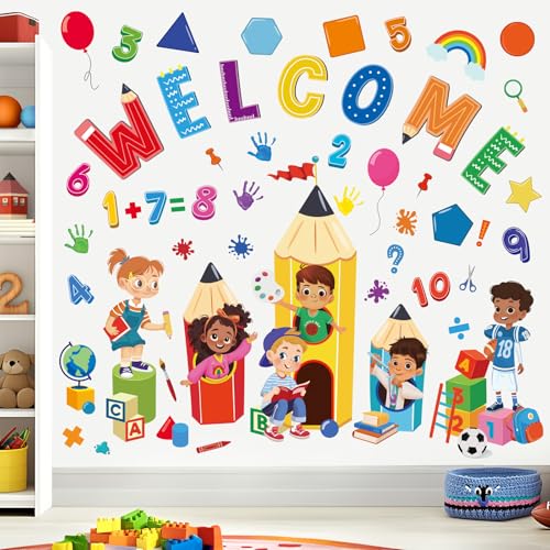 Wondever Reading Corner Wall Decals - Numbers & Shapes for Kids