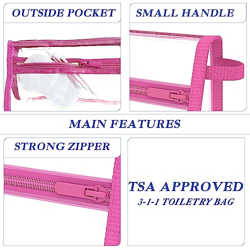Olanmark Pink 2 Pack TSA Approved Travel Toiletry Bags - Quart Size Clear Cosmetic Organizer
