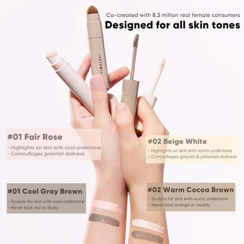 JUDYDOLL Cool Toned Contour Stick 01 Gray Brown Liquid Bronzer for Face & Makeup