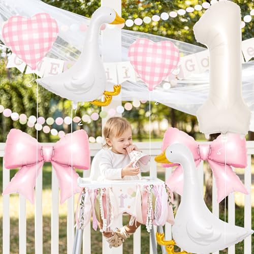 Silly Goose 1st Birthday Foil Balloon Set - 7 Pcs with Number 1