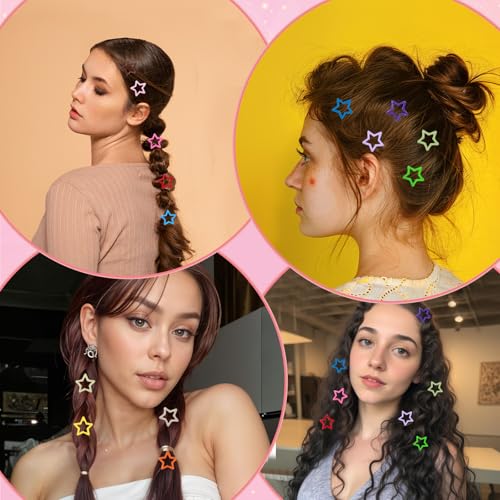 50PCS Colorful Star Hair Clips for Girls & Women - Non-Slip Metal Barrettes, Trendy Y2K Hair Accessories