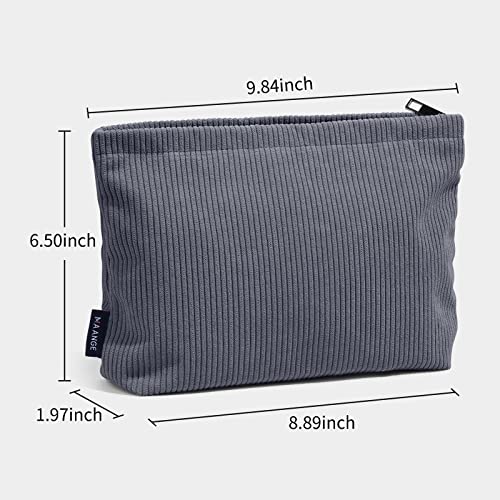 MAANGE Gray Small Makeup Bag for Purse Travel Cosmetic Organizer Corduroy