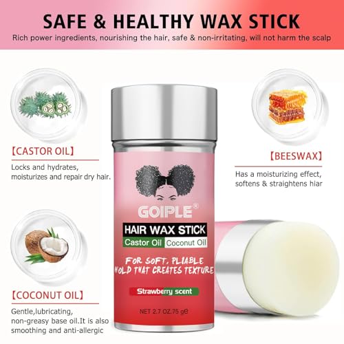 Goiple Hair Wax Stick for Frizz Control & Styling, Long-Lasting Shine & Flexibility, 2 x 2.7 oz