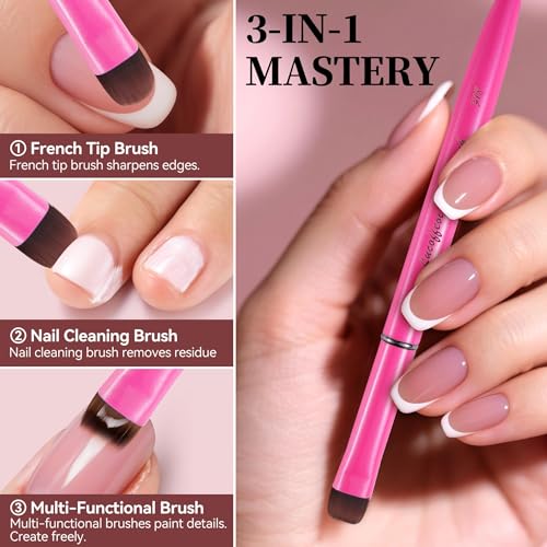 Kolinsky Sable French Tip Brush - Precision Nail Art Tool F14 Pink